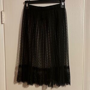 Black Sheer Pleated Skirt
